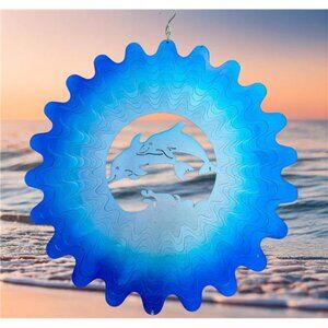 Dolphin Wind Spinner for Yard and Garden, Hanging Outdoor Decor, Yard Art, Porch